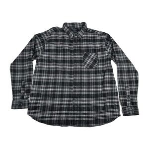Jackson Hole Mens 3XL Flannel Shirt Black Gray White Plaid Button Down LS
